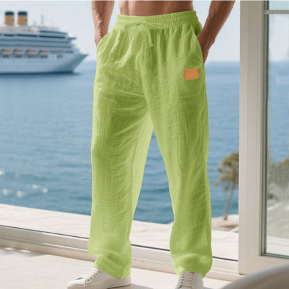 Herren Sommerhose Leicht Leinen Bequem Luftig