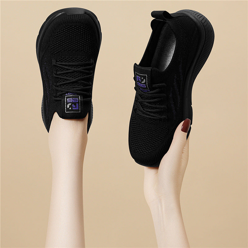Damen Sneaker Sport Bequem Atmungsaktiv Schwarz