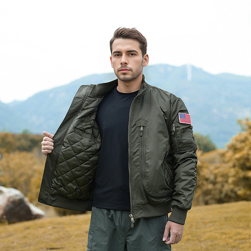 Herren Bomberjacke Isoliert Warm mit Taschen Modern