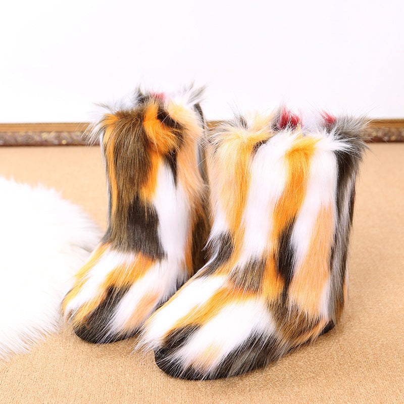 Damen Winterstiefel Warm mit Kunstfell-Futter Rutschfest