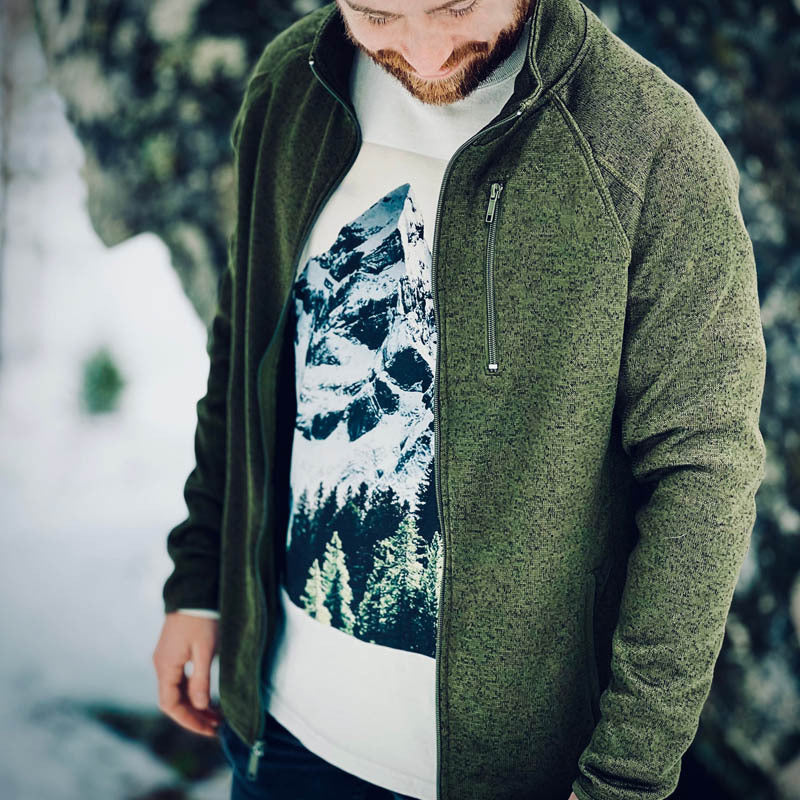 Herren Fleecejacke Warm mit Reißverschlusstaschen Hochkragen