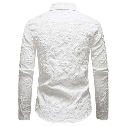 Herren Langarmhemd Blumen Stickerei Elegant Modern