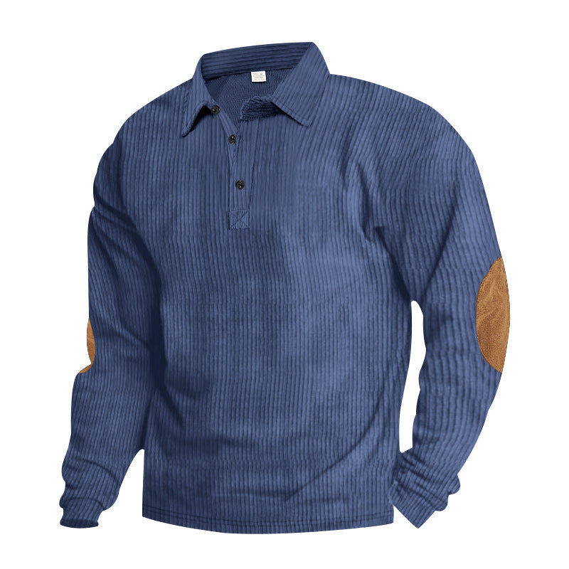 Herren Hemd Langarm Strukturiert Ellbogen Patches Modern