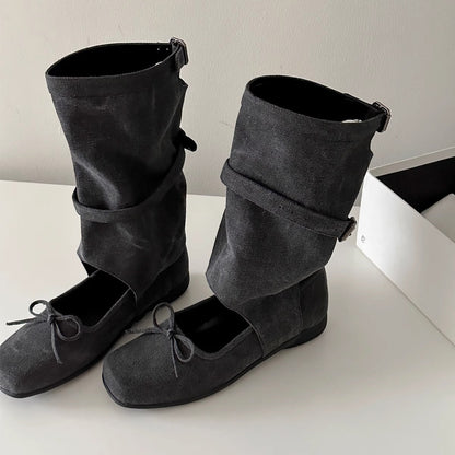 Damen Ballerinas Bequem Elegant Riemendesign