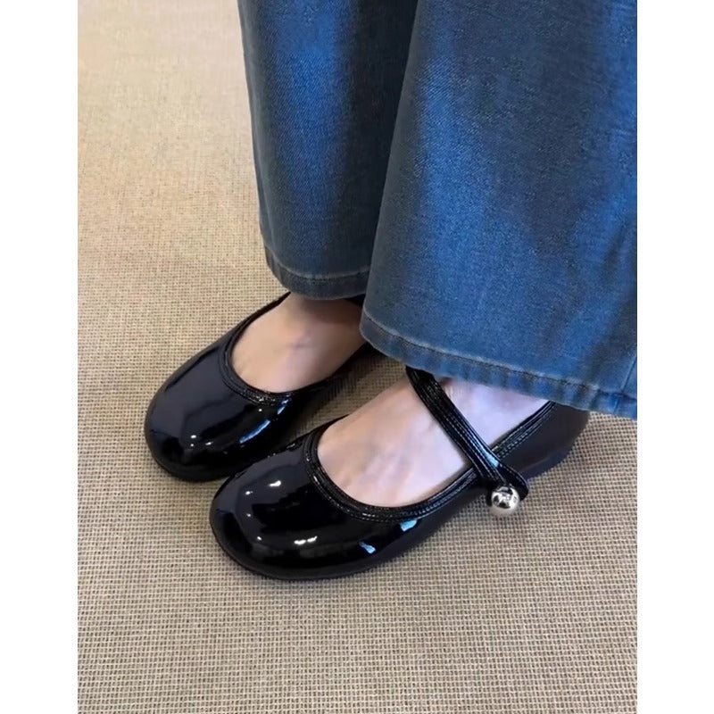 Damen Ballerinas Bequem Schnalle Riemen Schuhe Modern