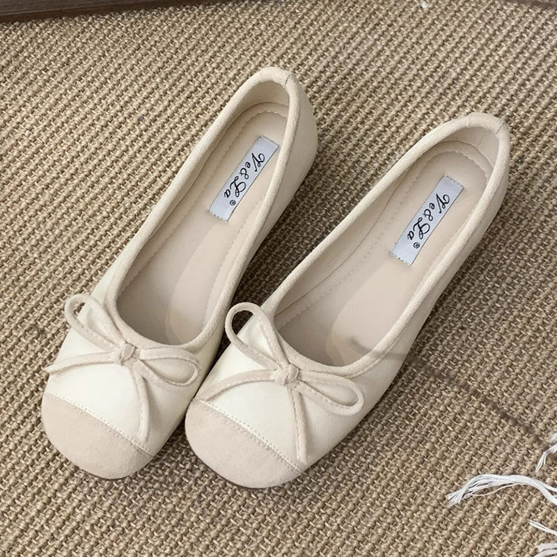 Damen Ballerinas Schimmernde Oberfläche mit Schleife