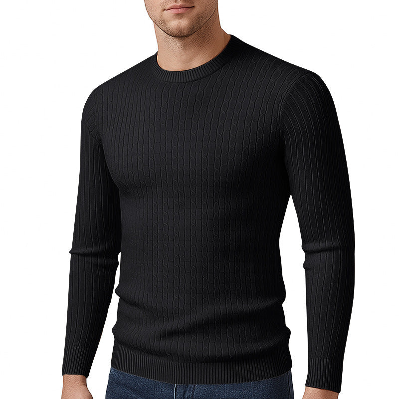 Herren Strickpullover Modern Fein Zopfmuster Trendy - BerlinGlamour