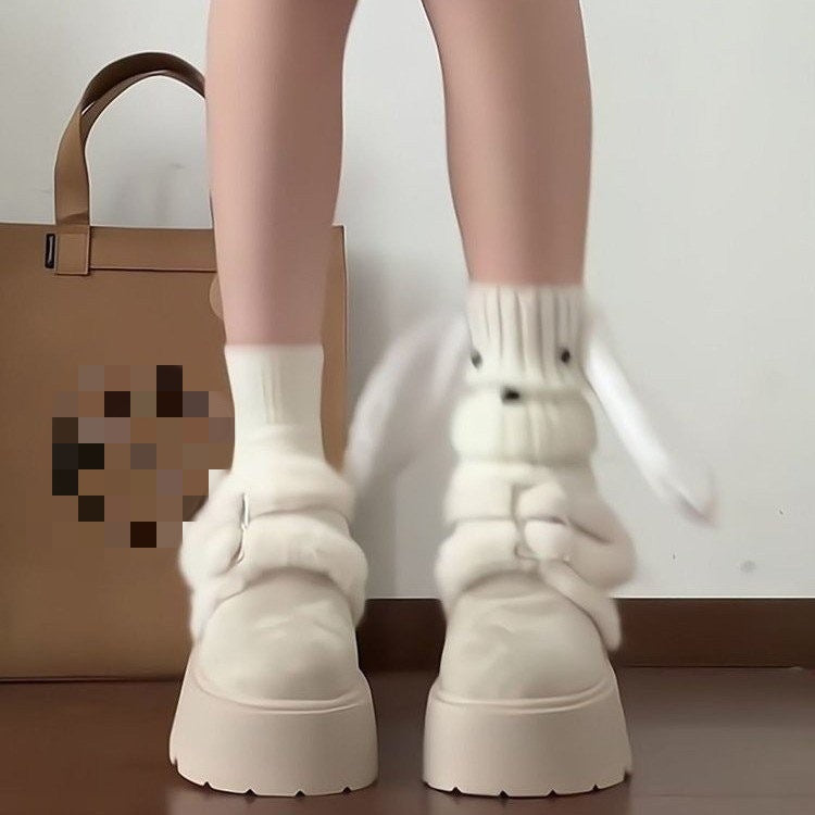 Damen Clogs Plateau Flauschig Weich mit Schnalle
