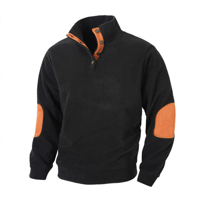 Herren Fleece Pullover Bequem Kragen Kontrastbesatz Modern