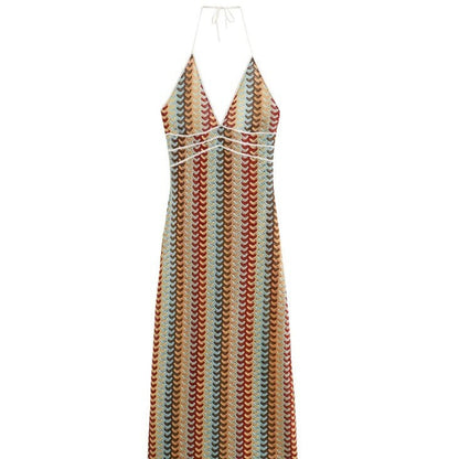 Damen Strickkleid V-Ausschnitt Modern Wellenmuster Damenkleid