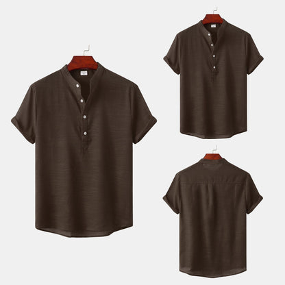 Herren Kurzarmhemd Slim Fit Knopfverschluss Modern