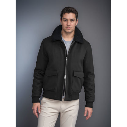 Herren Lederbikerjacke Warm Verzierungen Modern