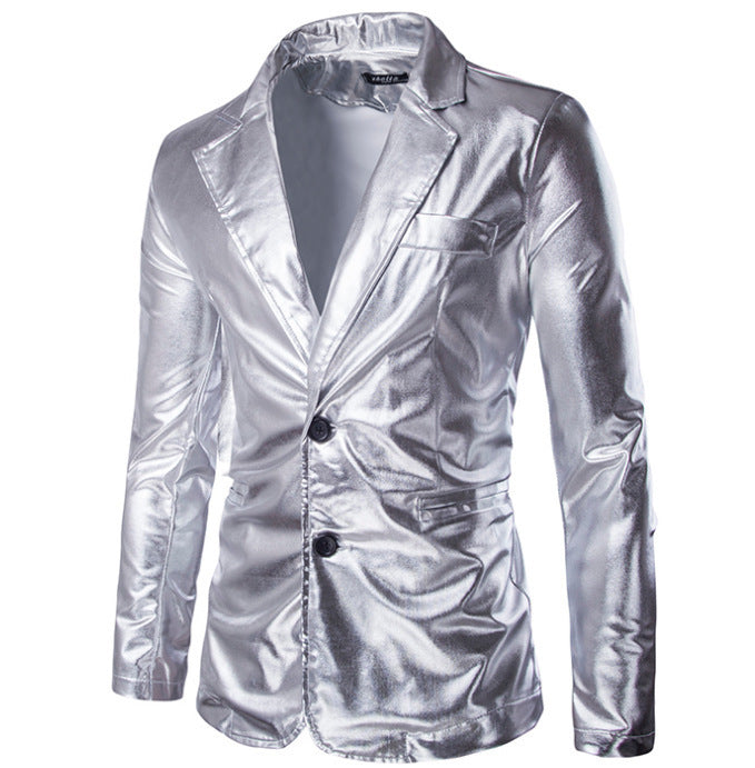 Herren Anzugblazer Moderne Glänzend Schwarz
