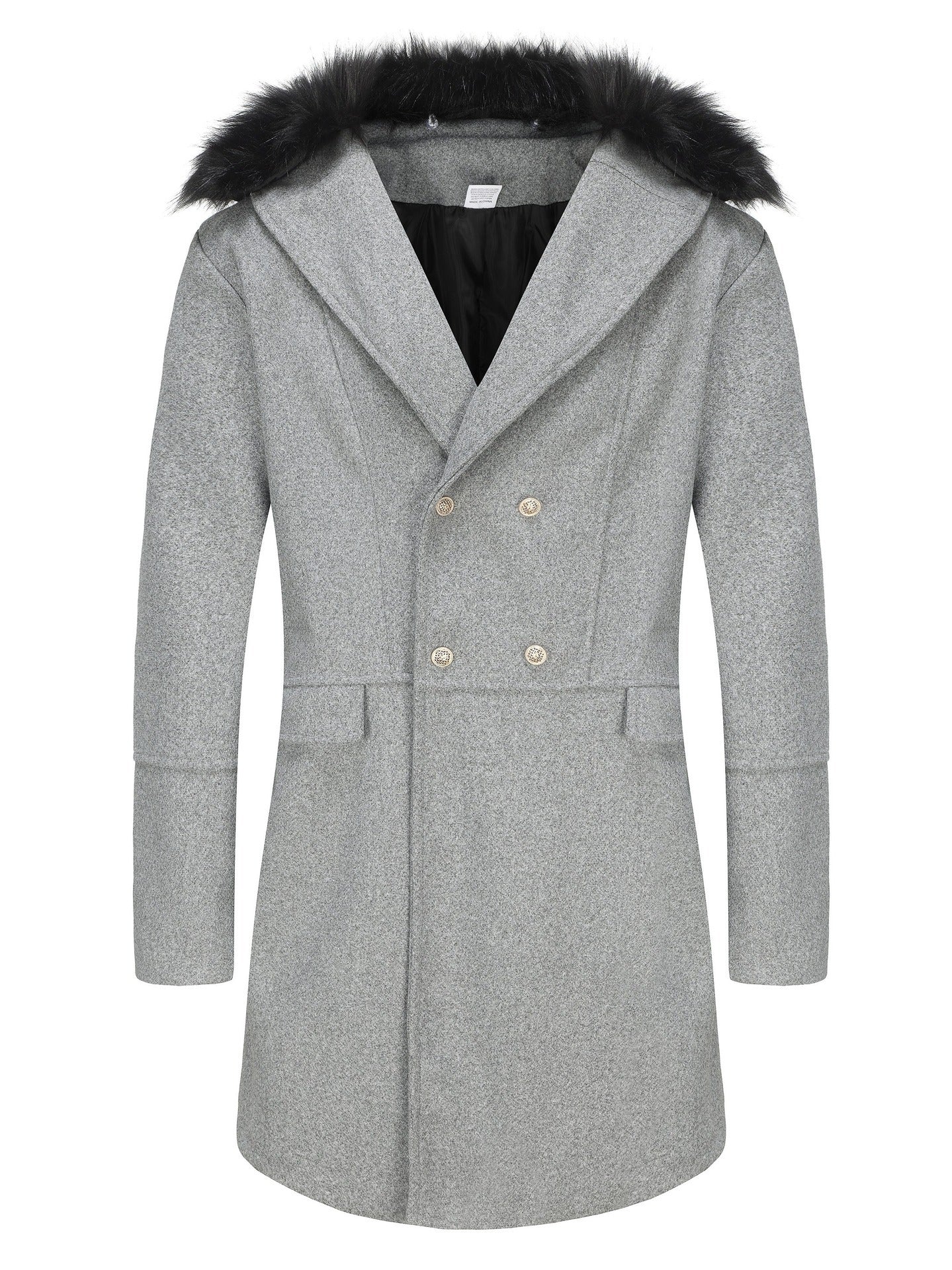 Herren Langmantel Mit Teddykragen Elegante Oberbekleidung