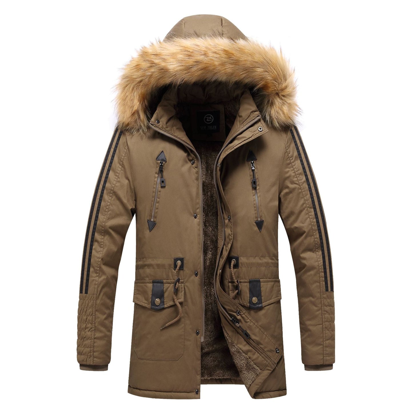 Herren Winterparka Abnehmbarer Kunstfellkragen Warm