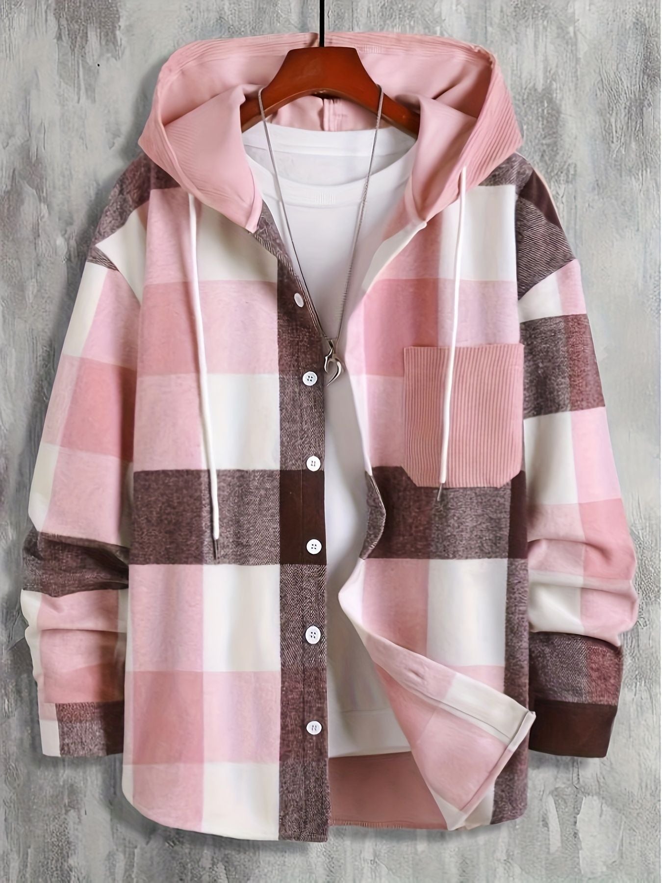 Herren Kapuzenjacke Kariert Modern Urban