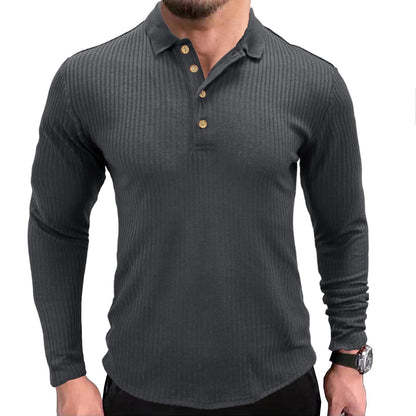 Herren Langarmshirt Strukturiert Henley Ausschnitt Modern - BerlinGlamour