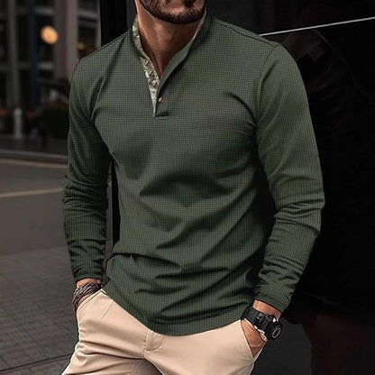 Herren Hemd Langarm Stehkragen Modern Berlin Style