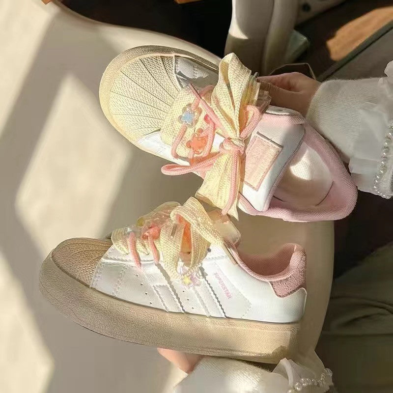 Damen Sneaker Weich Blumen Schnürsenkel