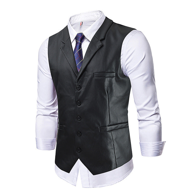 Elegante Herren Lederweste Schwarz Modern