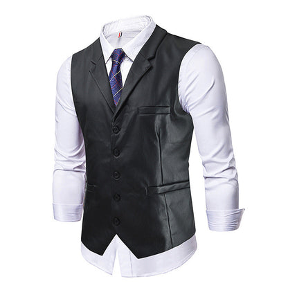 Elegante Herren Lederweste Schwarz Modern
