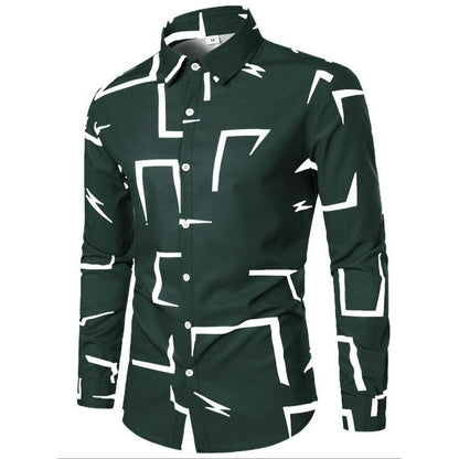 Herren Langarmhemd Modern Geometrisches Design Schwarz