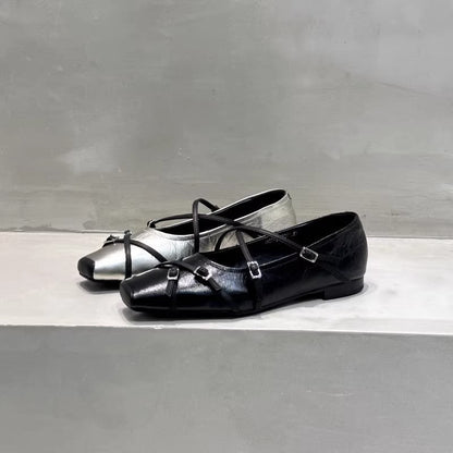 Damen Ballerinas Elegant mit Riemchen und Schnallen Modisch