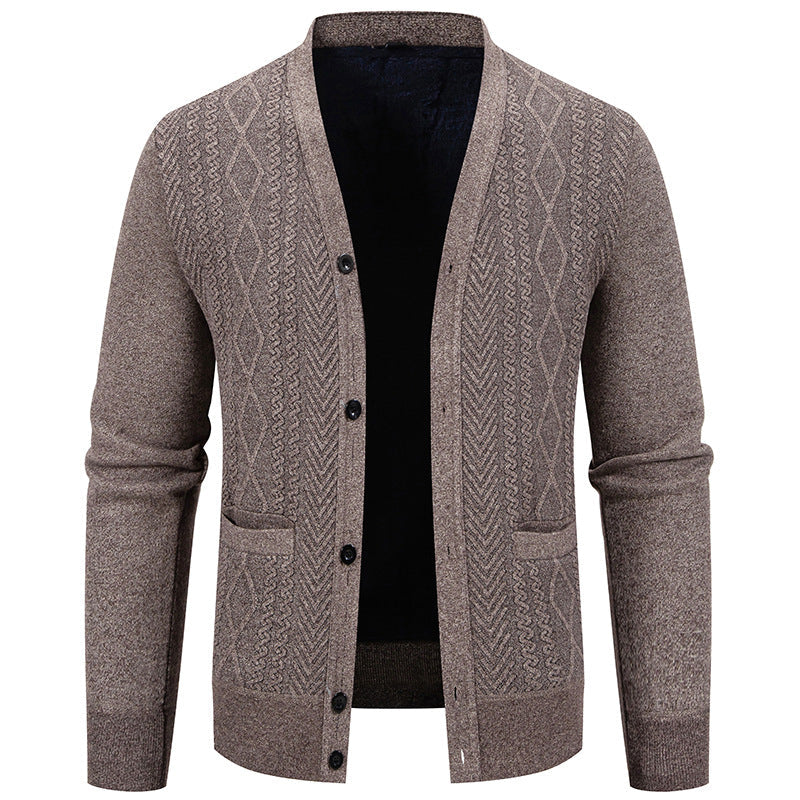 Herren Strickjacke Strukturiert Knopfverschluss Modern
