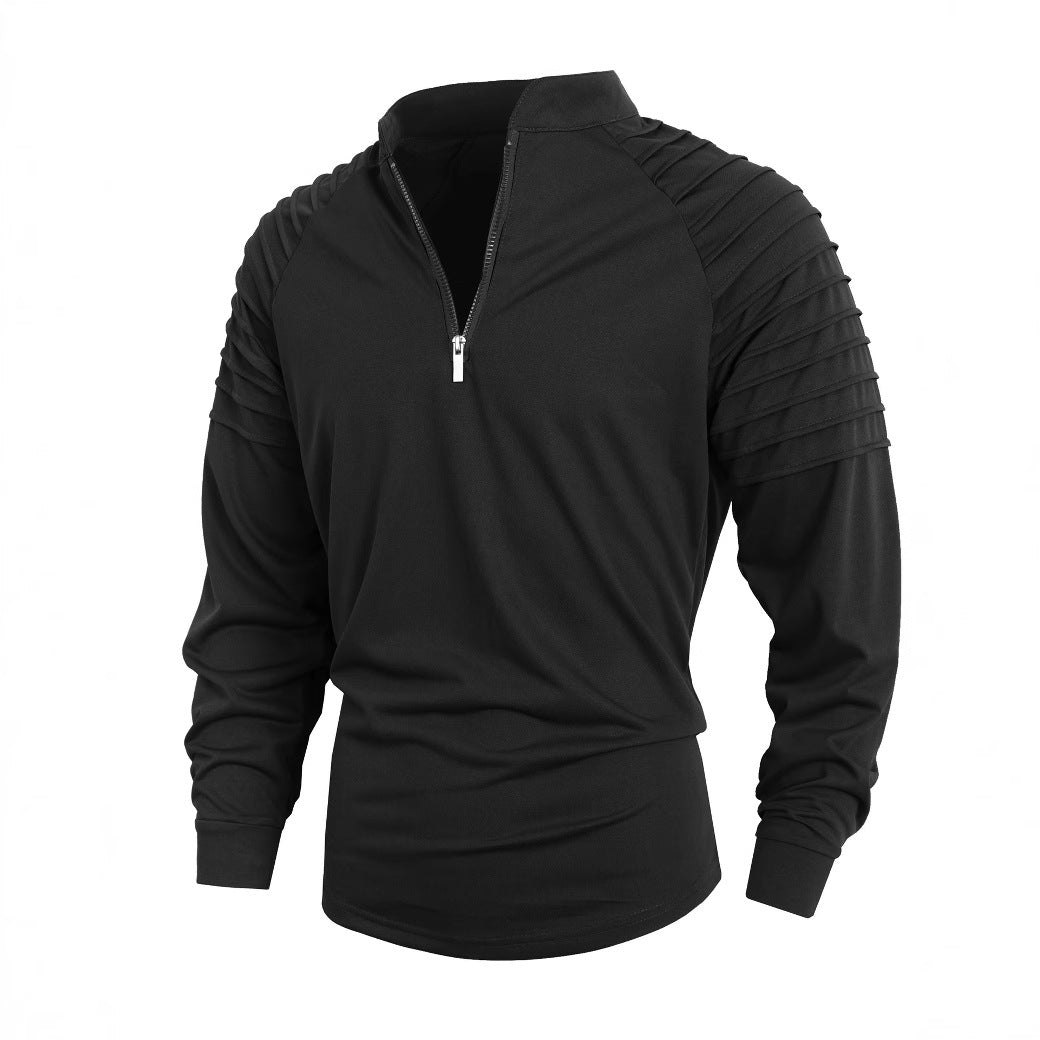 Herren Langarmshirt Stehkragen Reißverschluss Modern Berlin Style