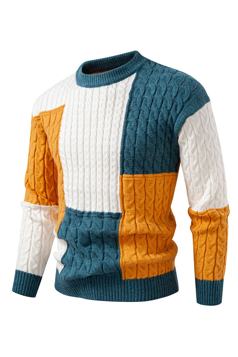 Strickpullover Herren Modern Farbblock Optik Trendy