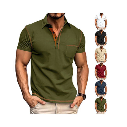 Herren Poloshirt Mit Kontrastdetails und Brusttasche Modern