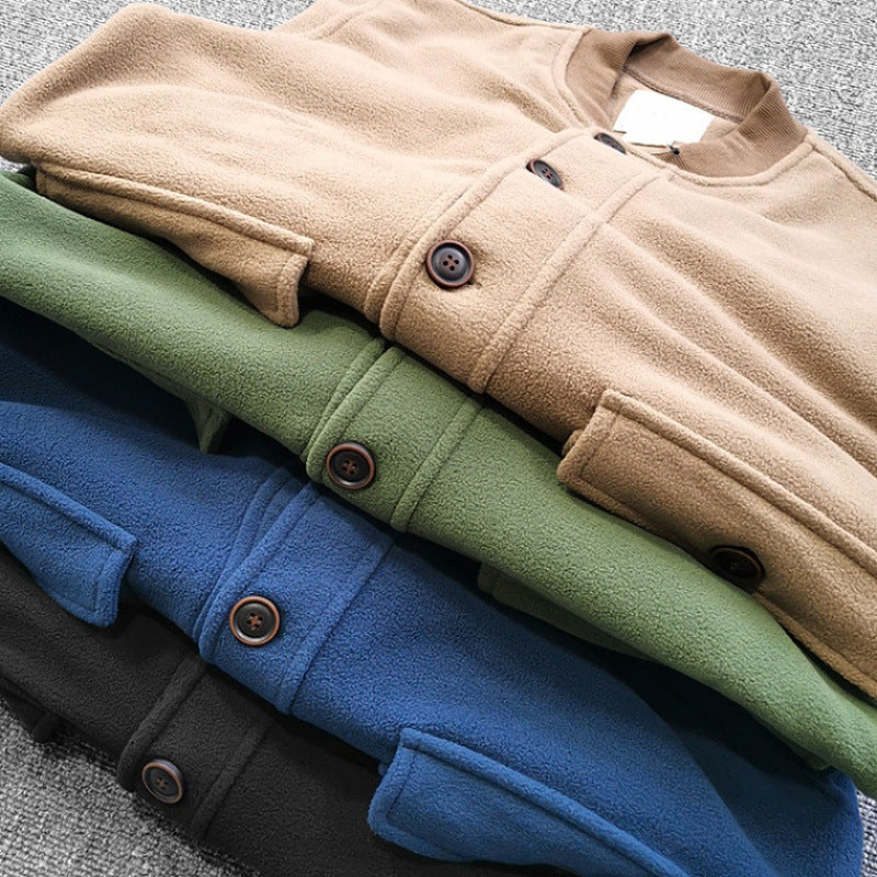 Damen Sweatjacke Lässig Mit Knöpfen und Taschen