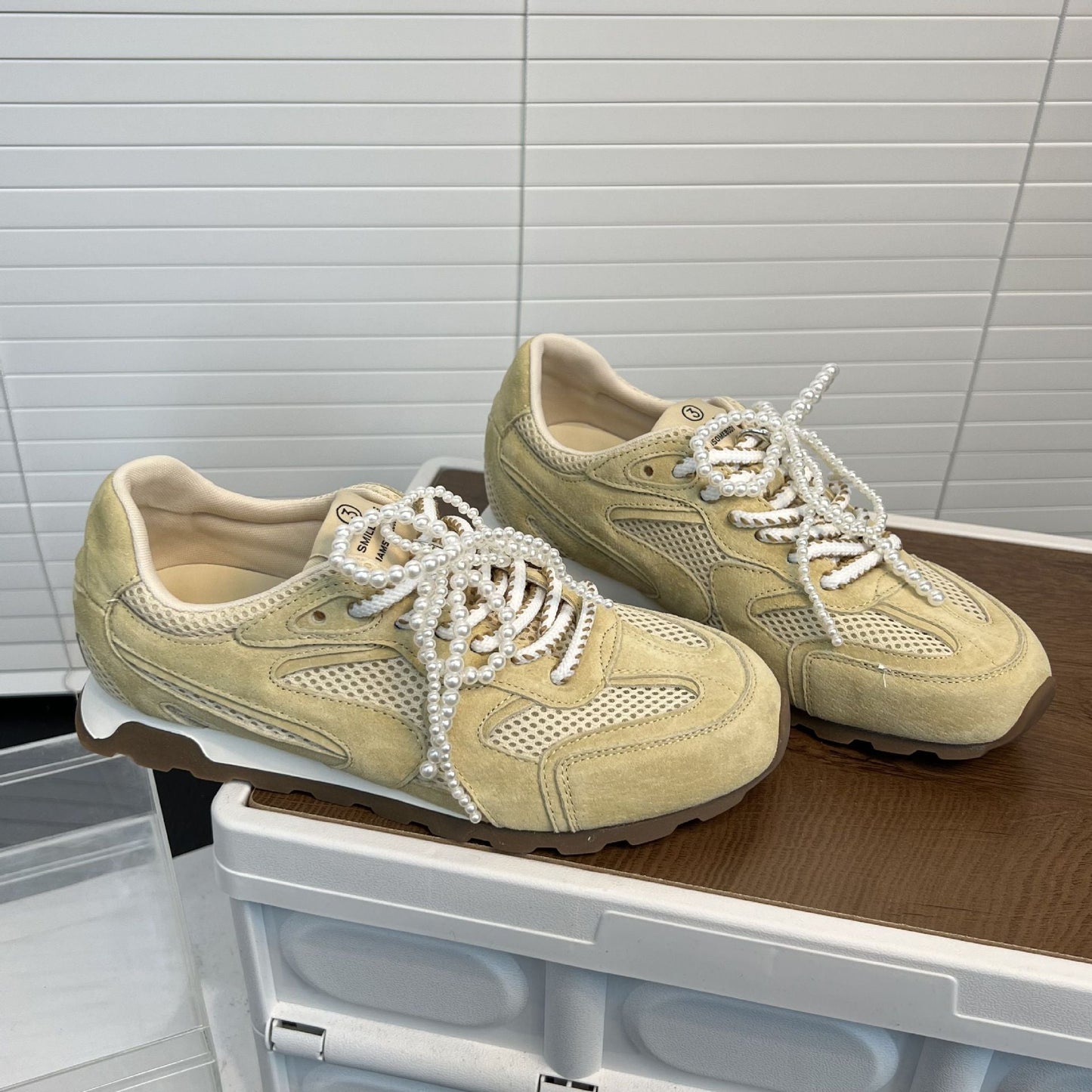 Damen Sneaker Sportlich Atmungsaktiv Mesh Veloursleder