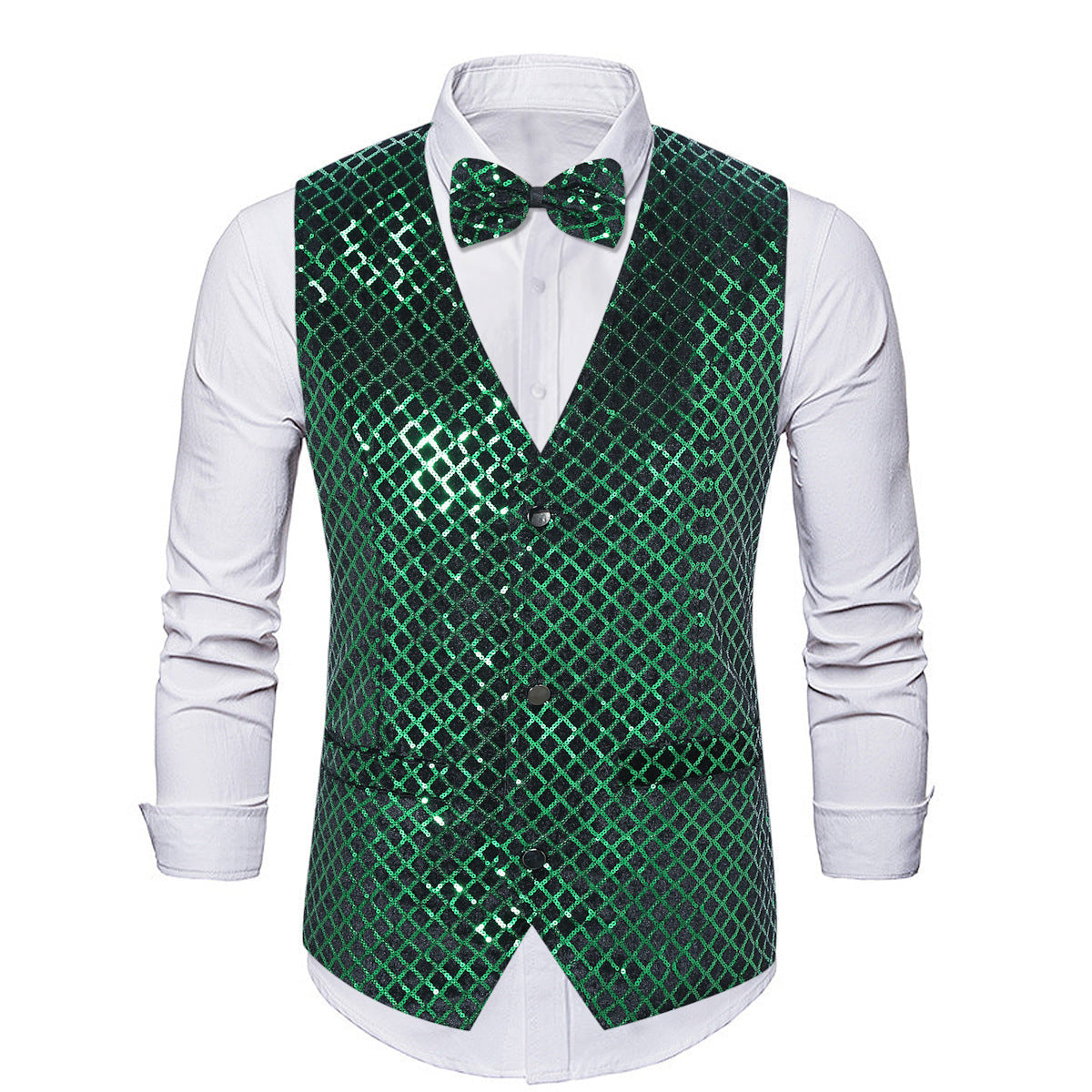Herren Blazer Elegant Pailletten Verschluss Mit Fliege