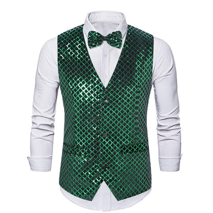 Herren Blazer Elegant Pailletten Verschluss Mit Fliege