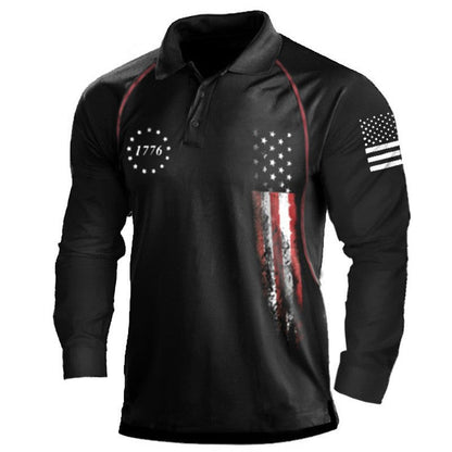 Herren Poloshirt Langarm Patriotisch Berlin Style