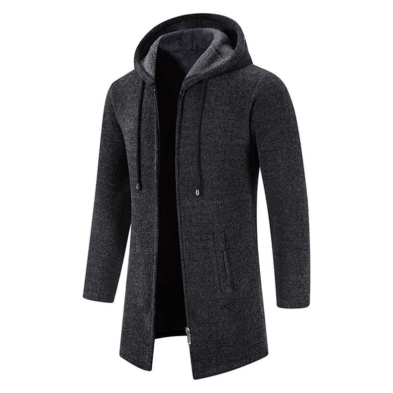 Herren Fleecejacke Mit Kapuze Seiten-Taschen Modern