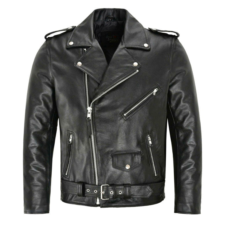 Lederjacke Herren Motorradjacke Asymmetrisch Schwarz - BerlinGlamour
