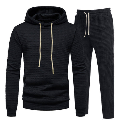 Herren Sport Hoodie Set Elastisch Mit Strukturdesign