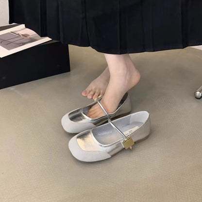 Damen Ballerina Schuhe Elegantes Design Mit Riemen Modern