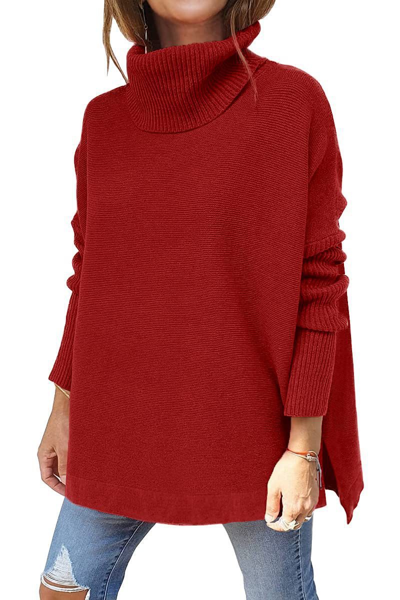 Damen Rollkragenpullover Oversized Großmasche Strick