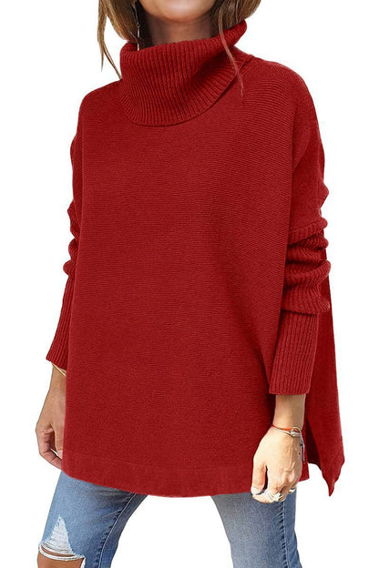 Damen Rollkragenpullover Oversized Großmasche Strick