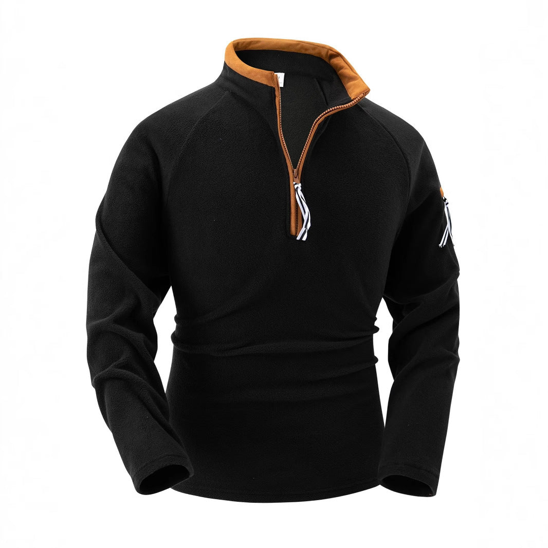 Herren Fleece Pullover Modern Stehkragen Reißverschluss