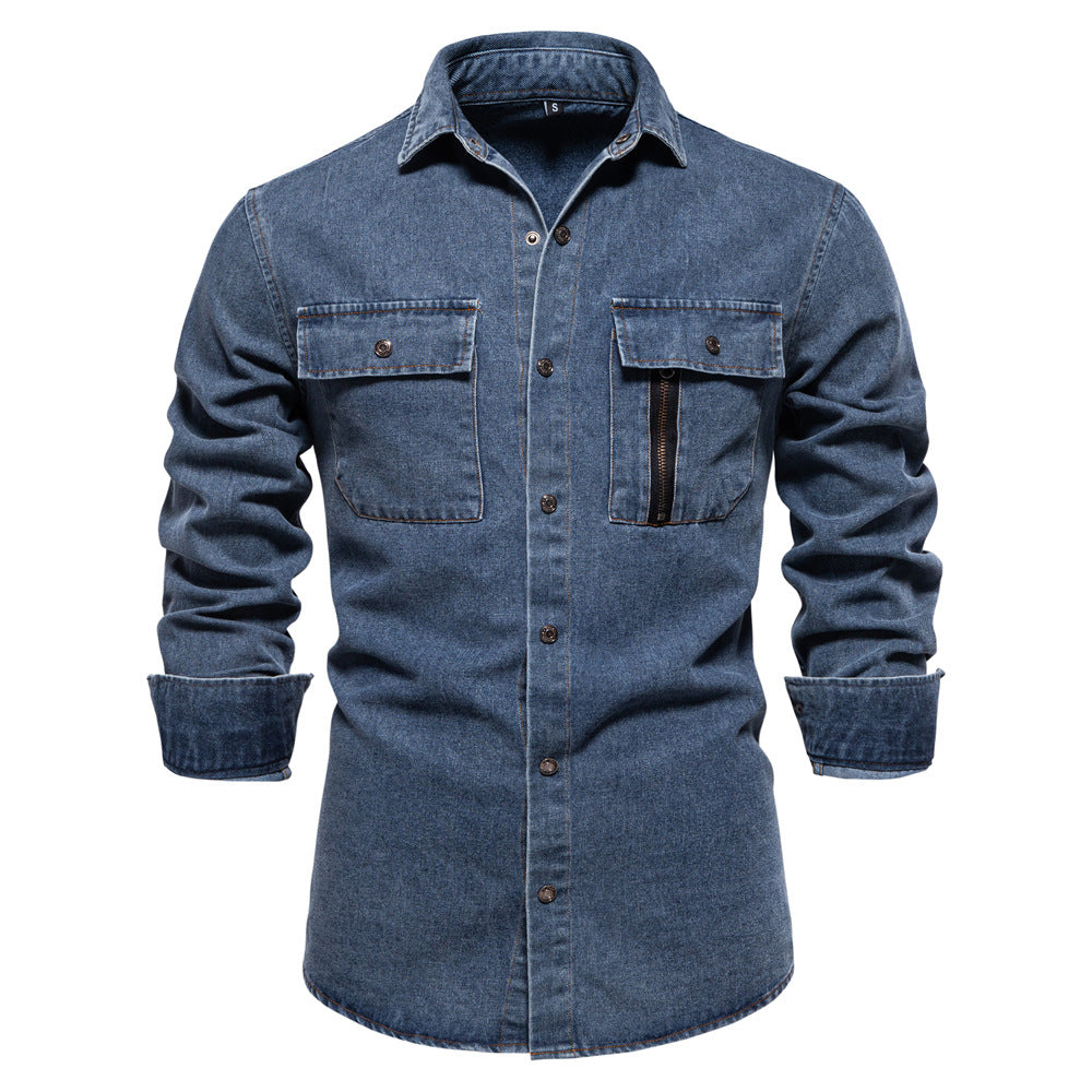 Herren Jeanshemd Modern Slim Fit Blau
