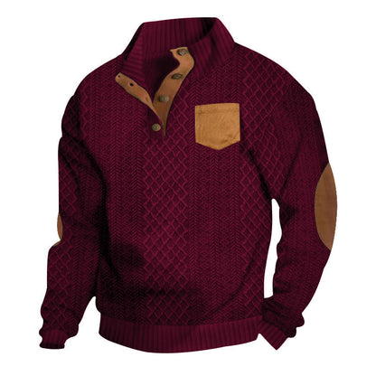 Herren Strickpullover Stehkragen Kontrast Details Modern