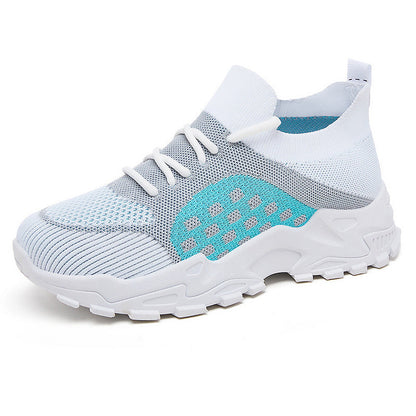 Damen Sneaker Leicht Strick Schnürsenkel Flexibel Bequem