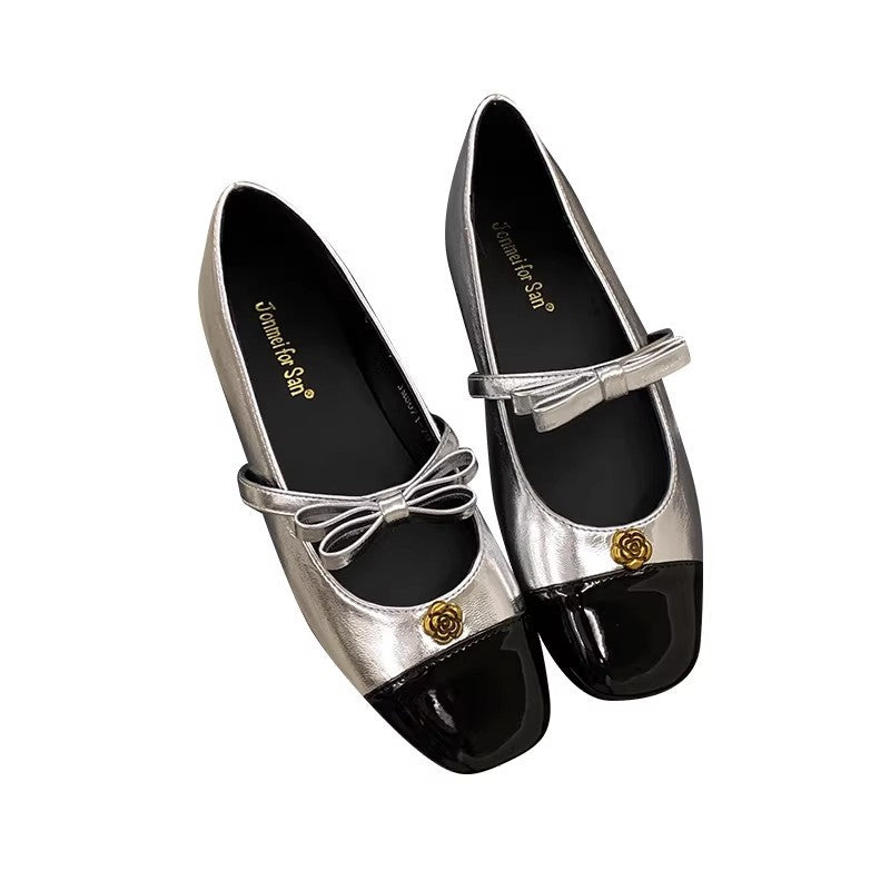 Damen Ballerinas Elegante Schleifen Schuhe Glanz