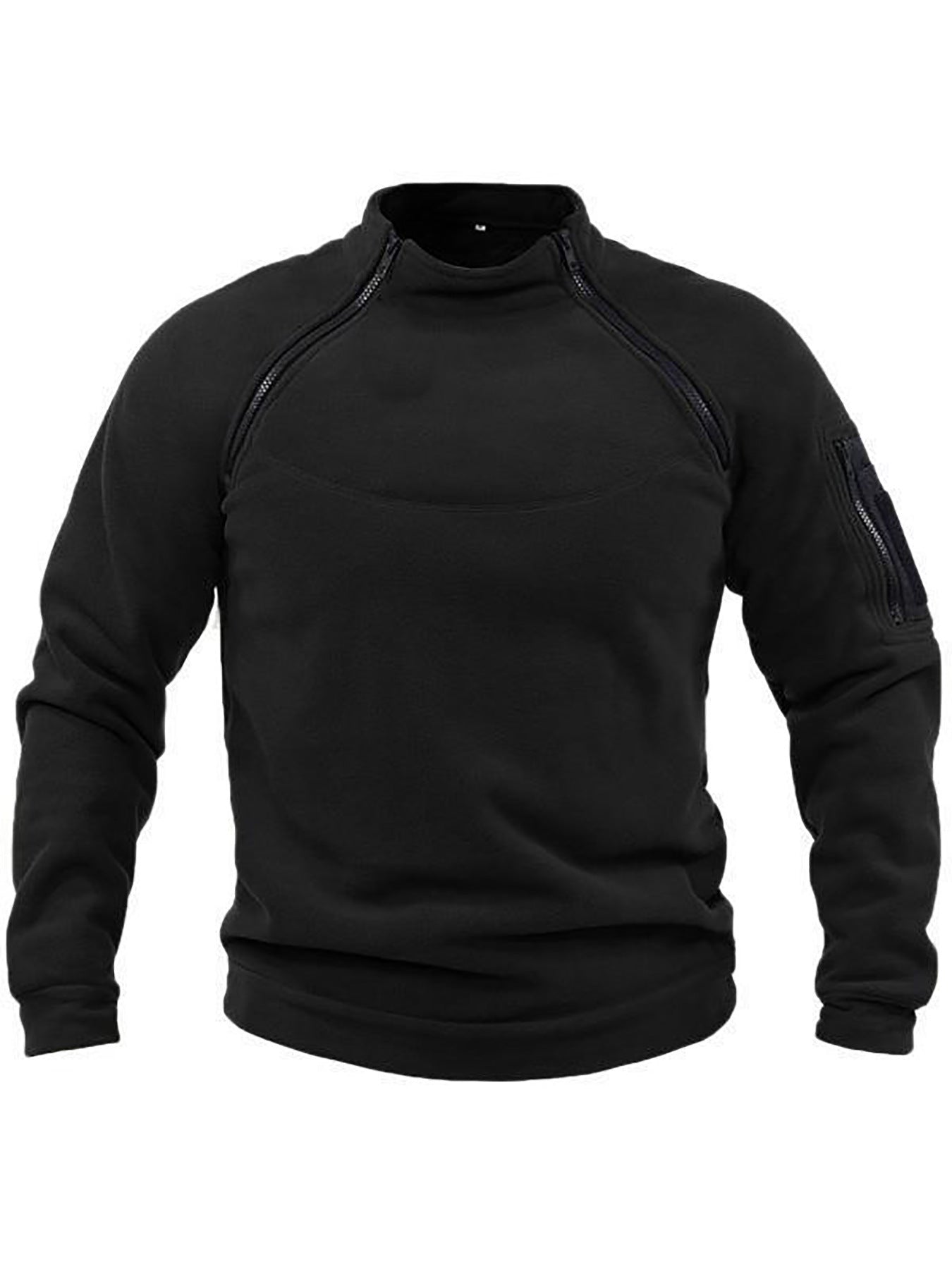 Herren Fleecepullover Warm Thermo mit Kragen und Taschen