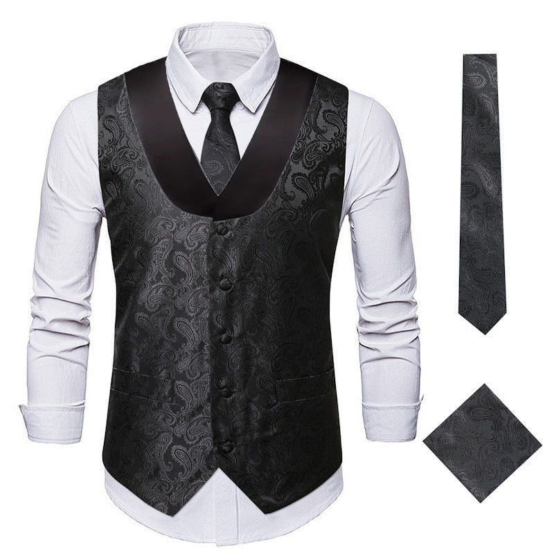 Herren Weste Leder Modern Schwarz