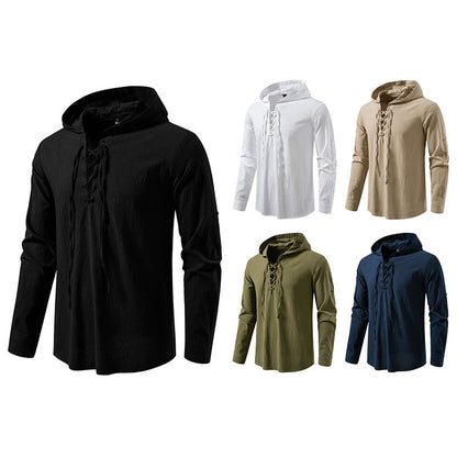 Herren Kapuzenpullover Modern Schnürdesign Streetwear